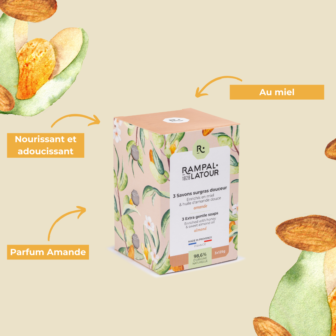 Savon surgras Amande 3x125g