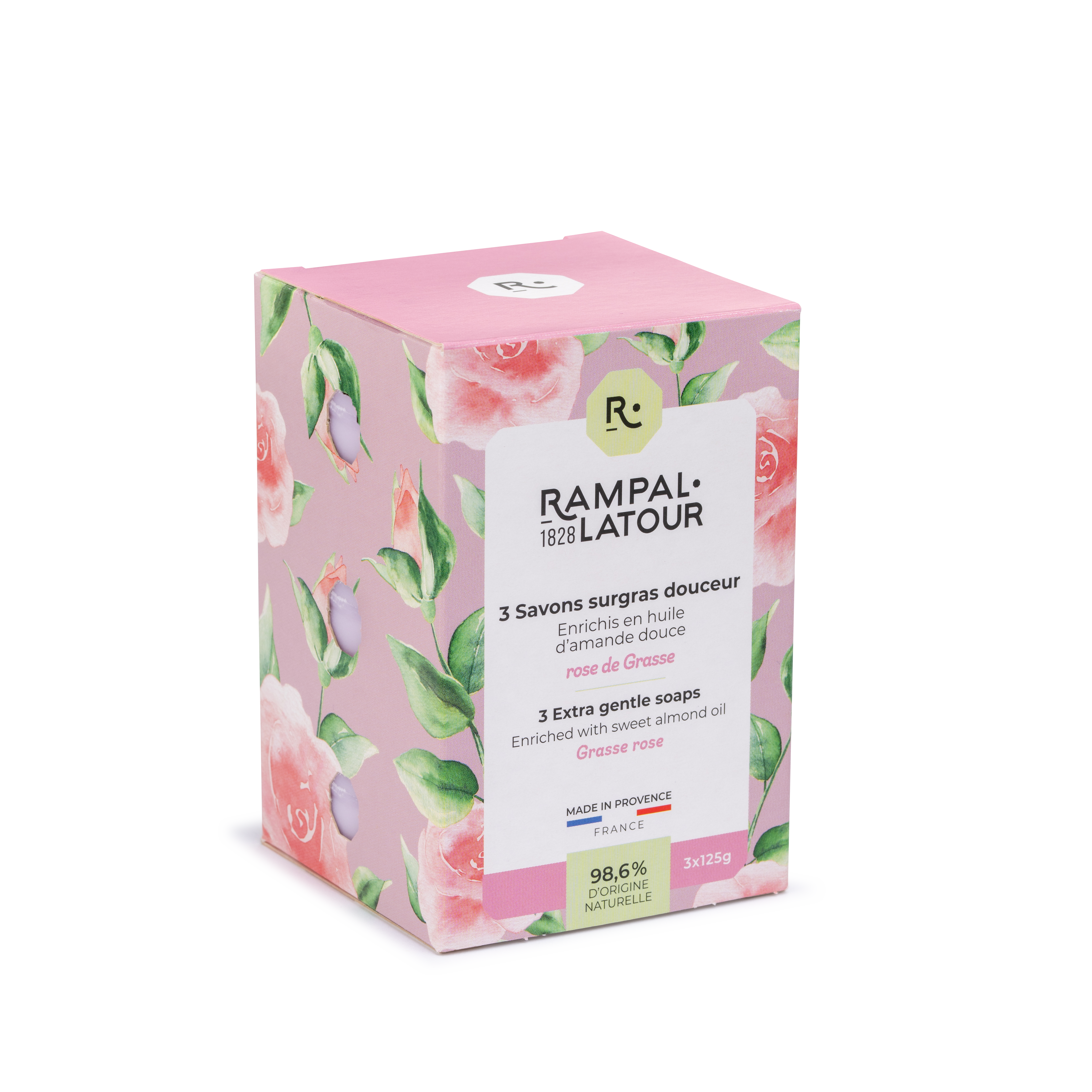Savon surgras Rose de Grasse 3x125g