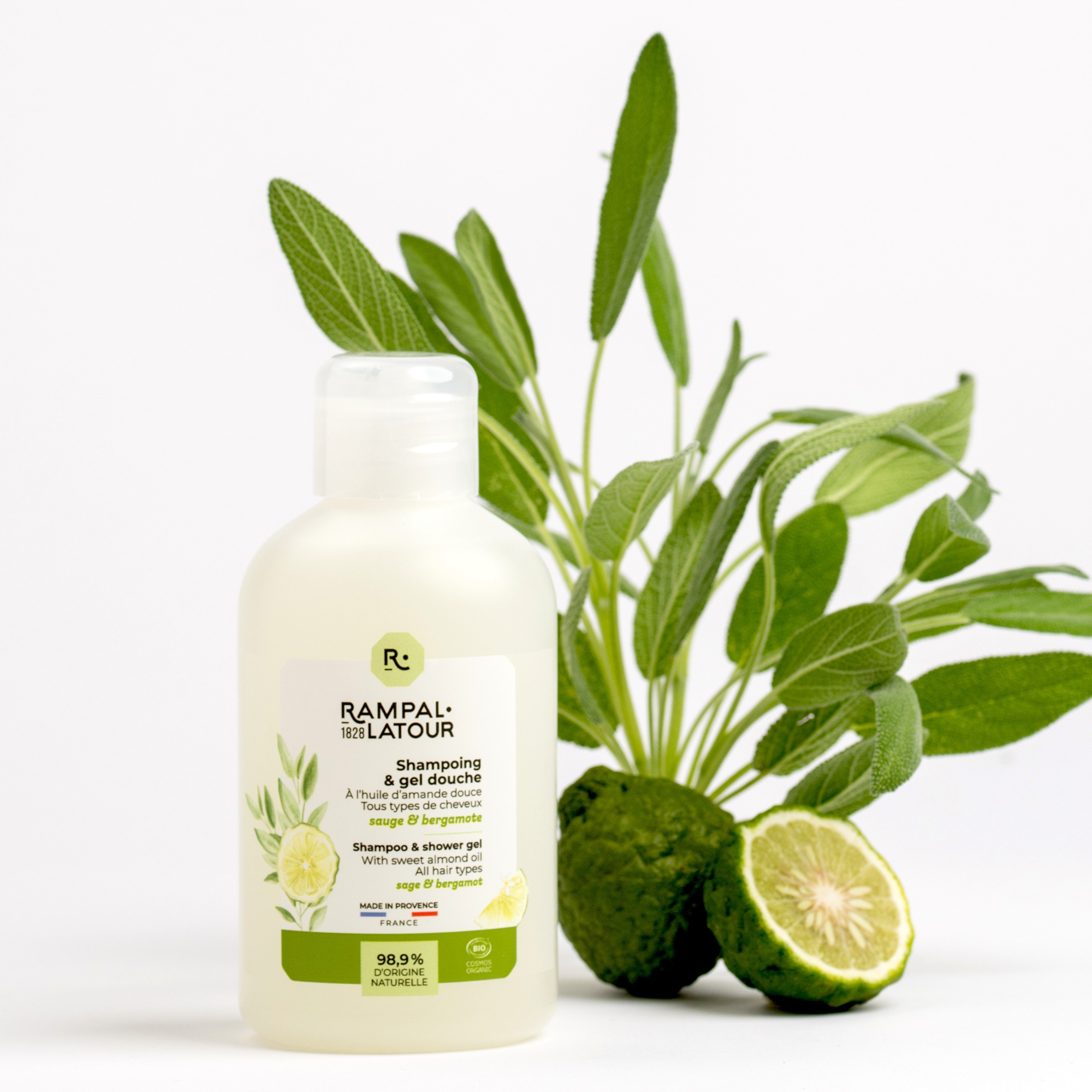 Shower shampoo certified organic Sage-Bergamot 250ml - Cosmos Organic