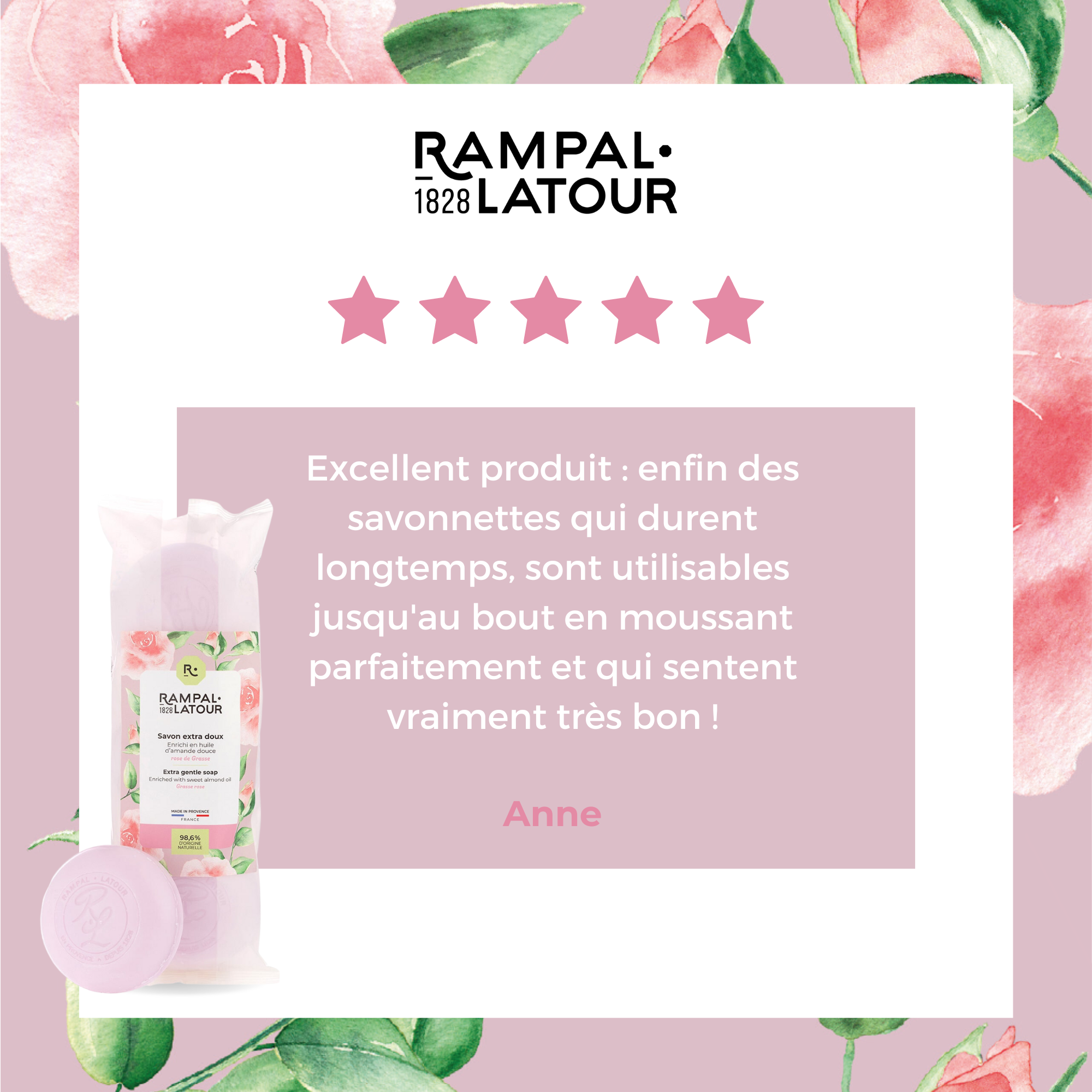 Rose de Grasse surgras soaps 3x150g