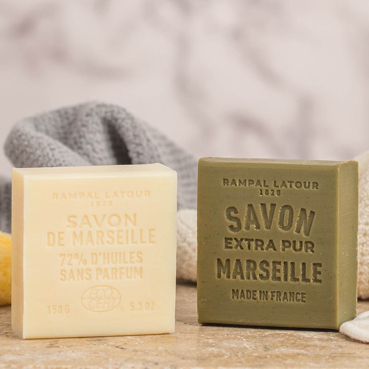 Duo of Marseille soap with olive oil and vegetable oils - Cosmos Natural