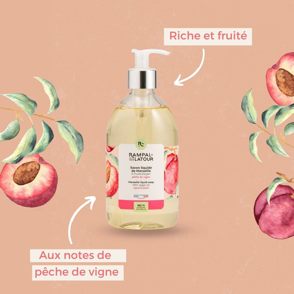 Marseille liquid soap Vine peach 500ml