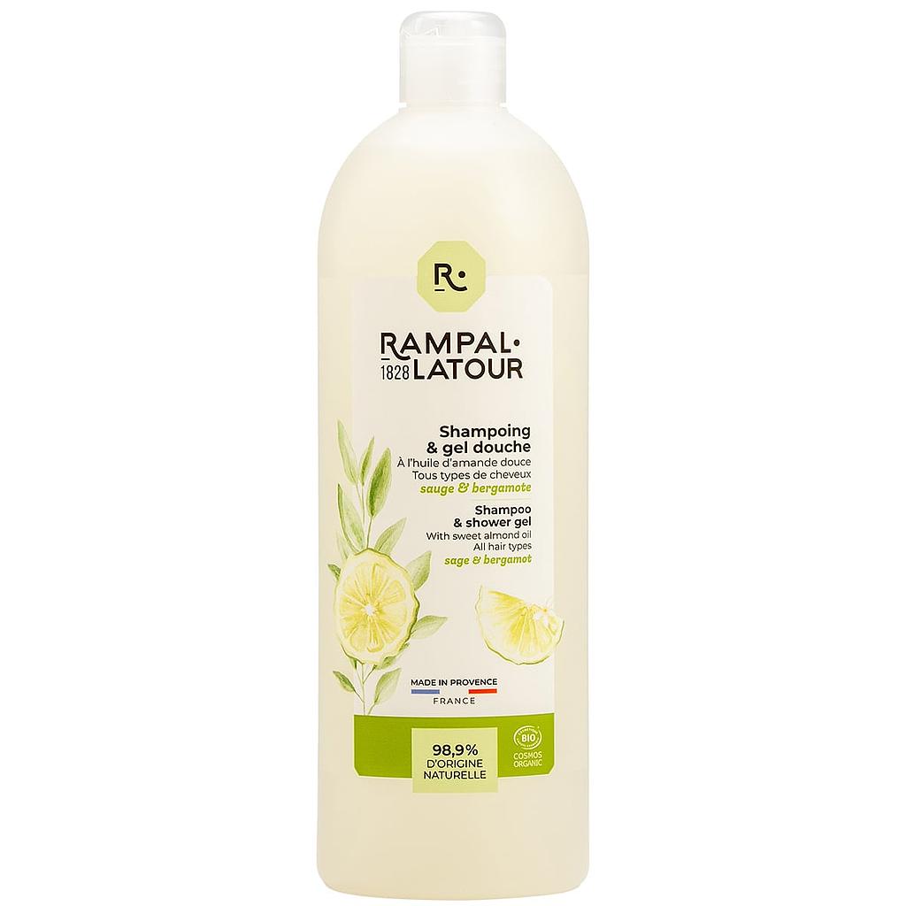 Shower shampoo certified organic Sage-Bergamot 1L - Cosmos Organic