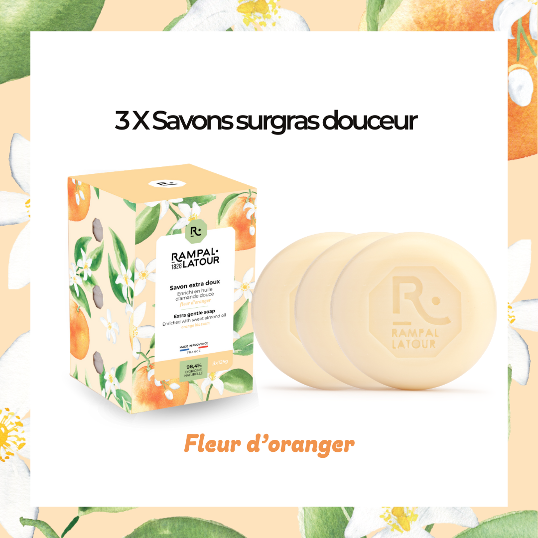 Savon surgras Fleur d'oranger 3x125g