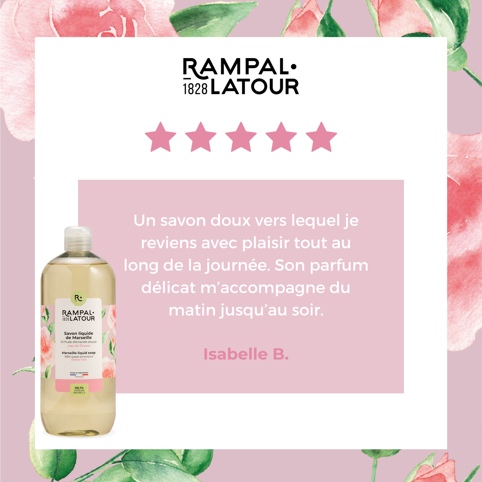 Liquid Marseille soap Rose de Grasse 500ml