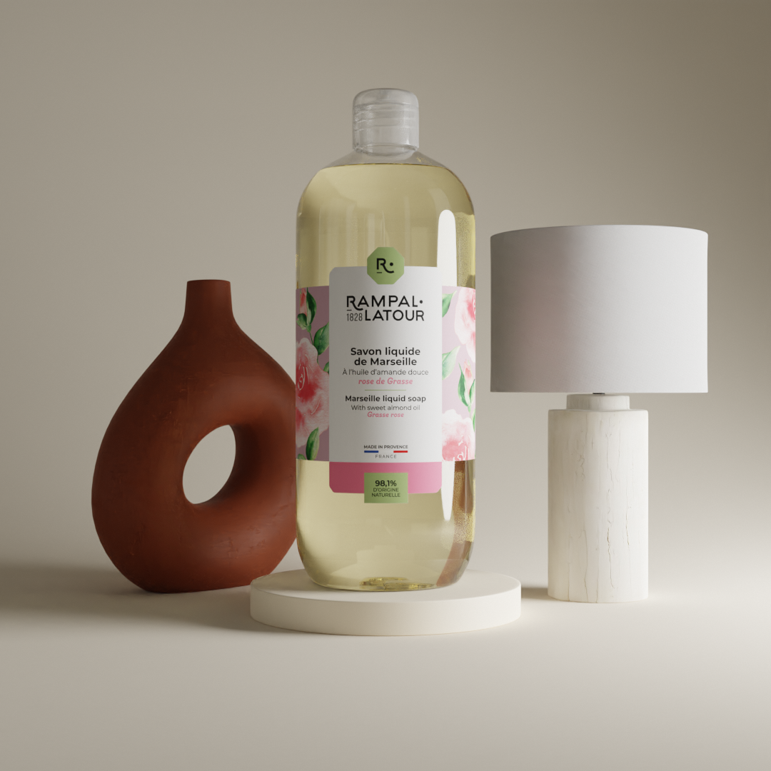 Marseille liquid soap Rose de Grasse 1L