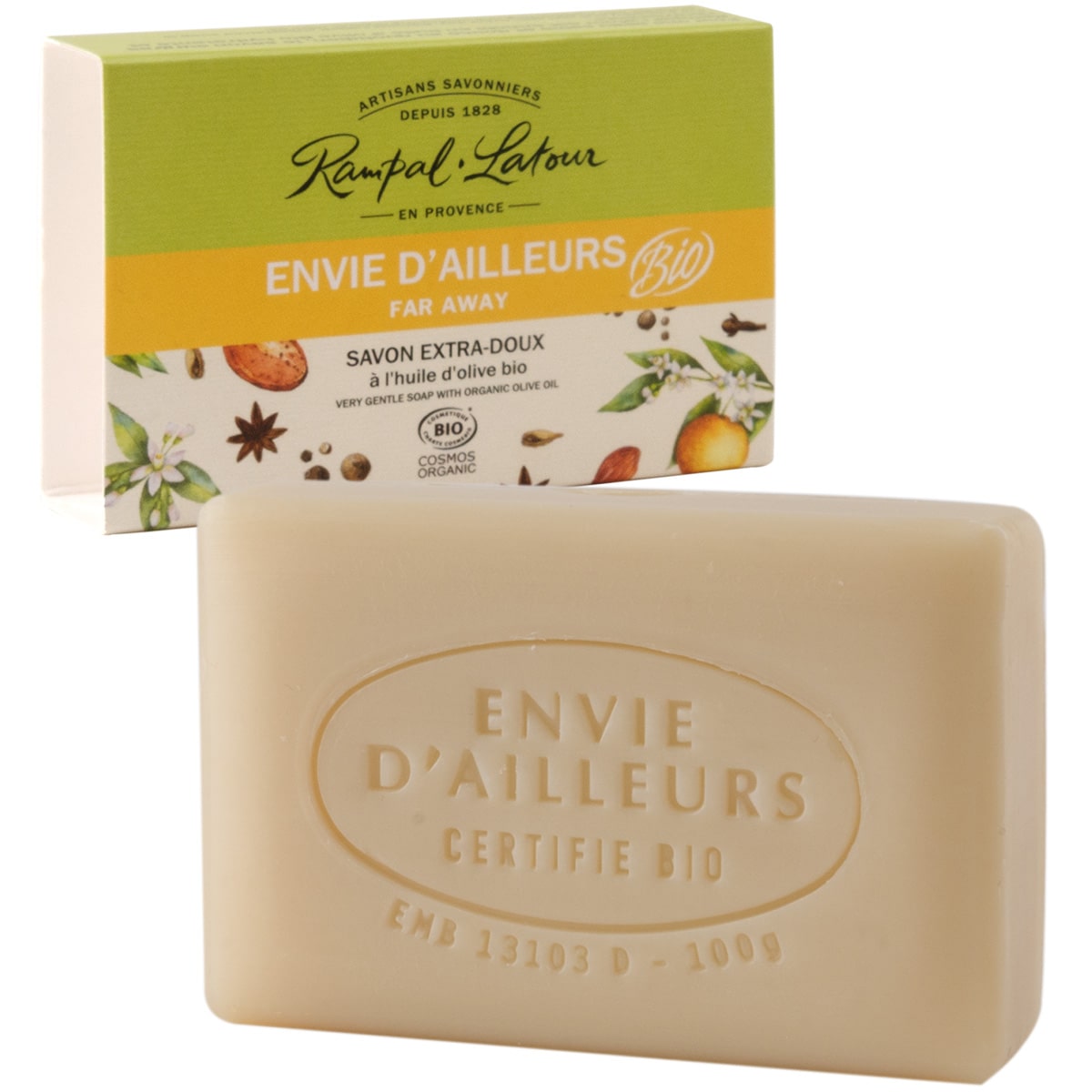 Certified organic soap ''Envie d'ailleurs'' 100g - Cosmos Organic