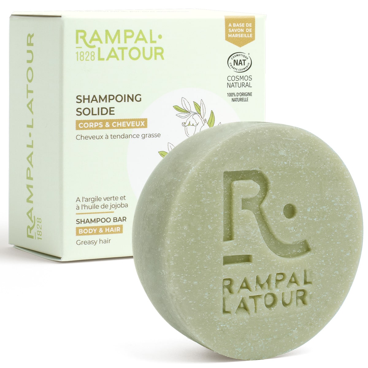 Solid shampoo for oily hair Green tea 80g - Cosmos Natural